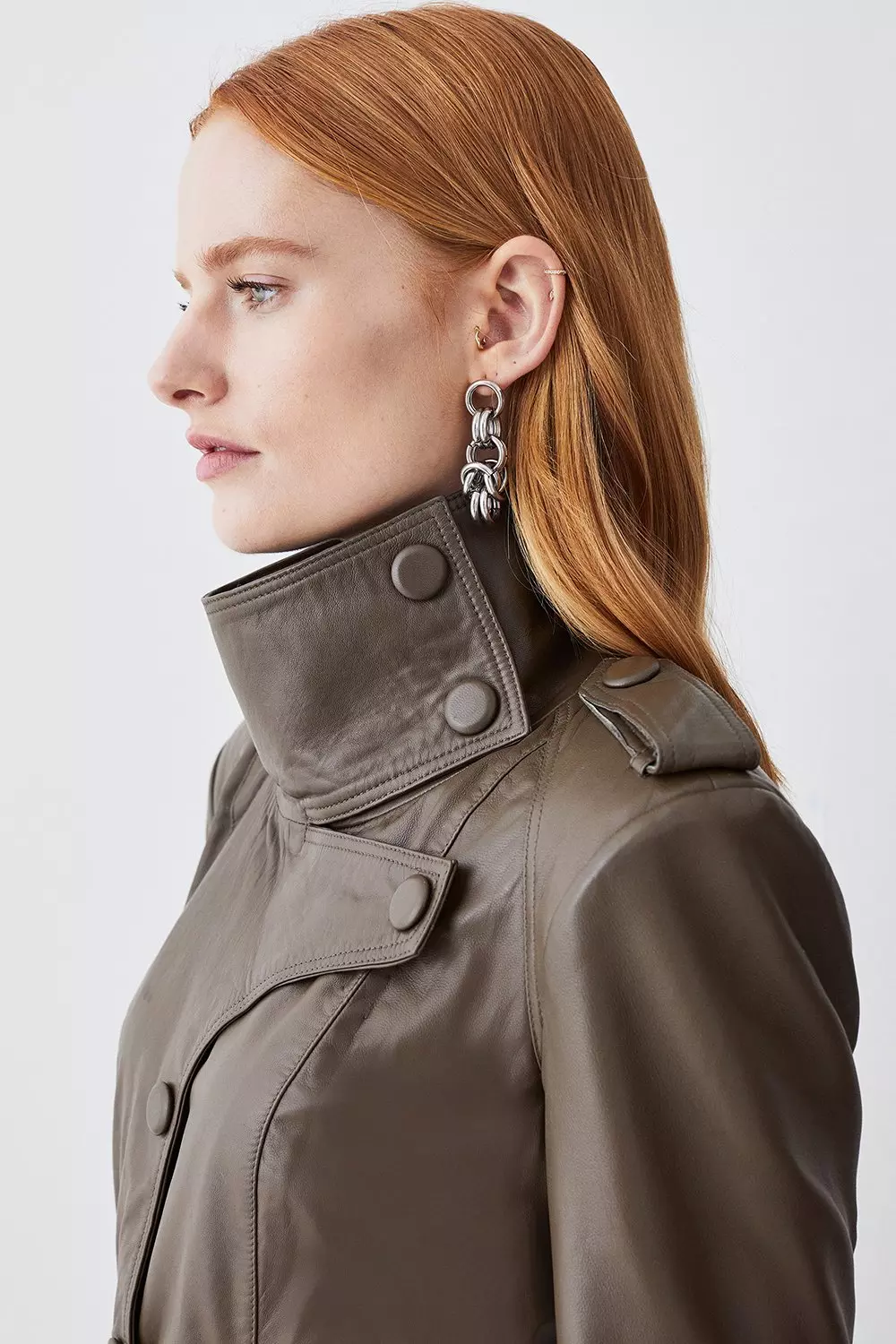 Military leather 2025 trench coat